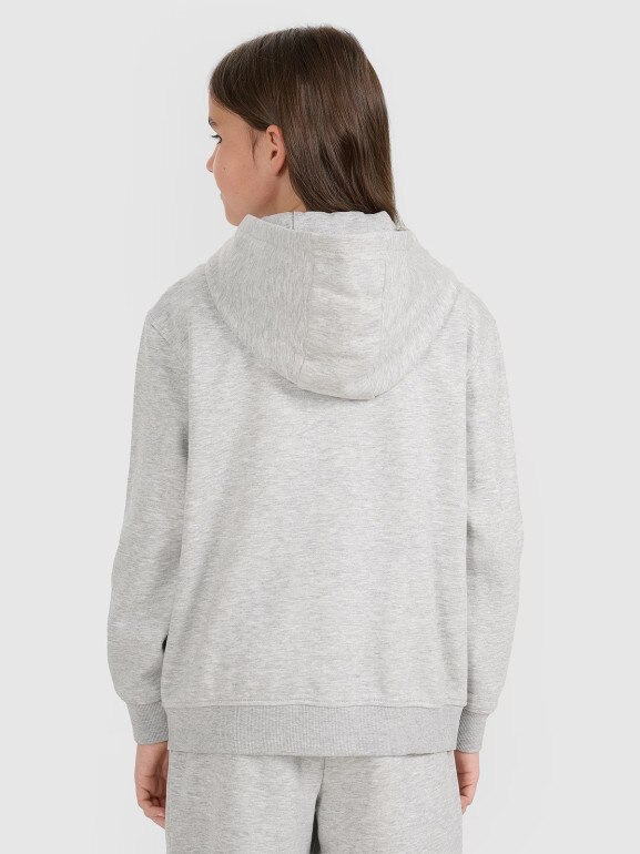 Dziewczęca bluza rozpinana z kapturem 4F 4FJRMM00TSWSF2464 - szary