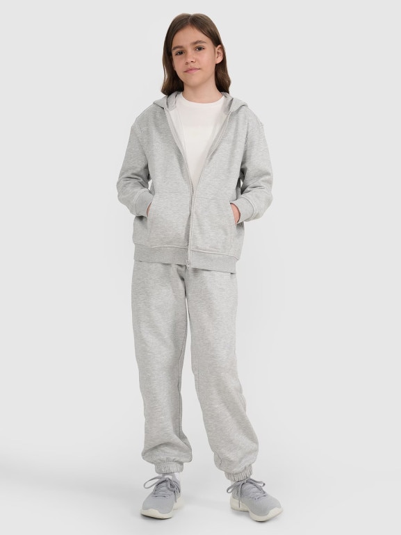 Dziewczęca bluza rozpinana z kapturem 4F 4FJRMM00TSWSF2464 - szary