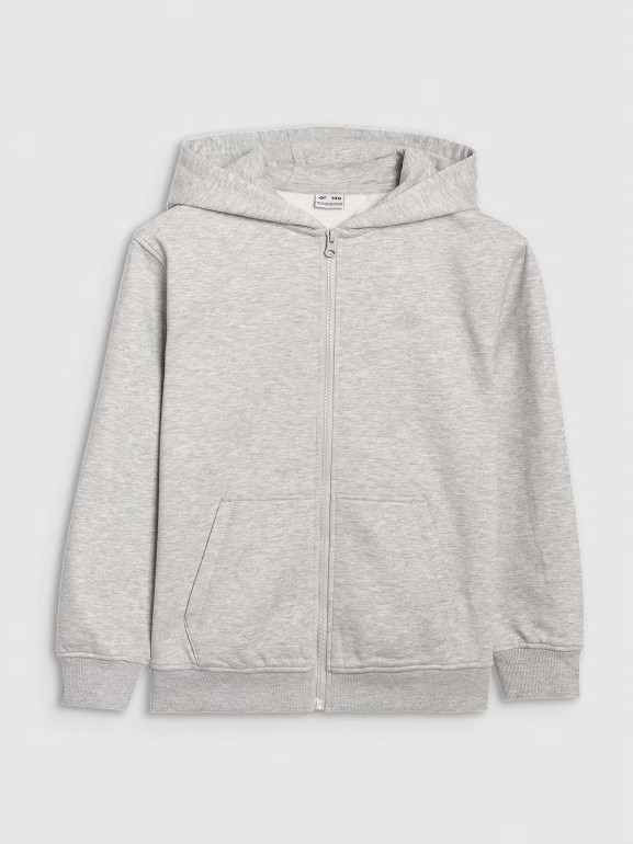 Dziewczęca bluza rozpinana z kapturem 4F 4FJRMM00TSWSF2464 - szary