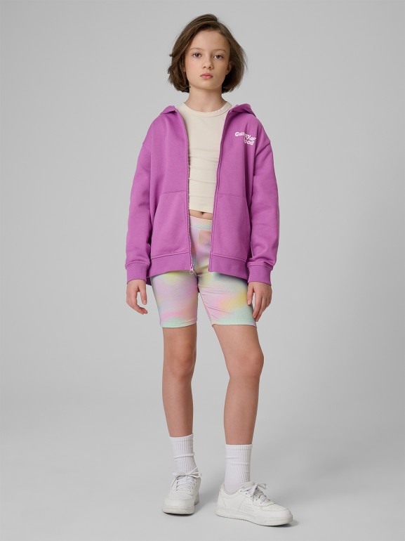 Dziewczęca bluza rozpinana z kapturem 4F 4FJRSS26TSWSF2902 - fioletowa