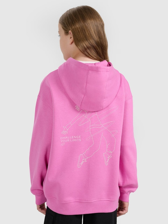 Dziewczęca bluza rozpinana z kapturem 4F 4FJWAW25TSWSF1941 - różowa