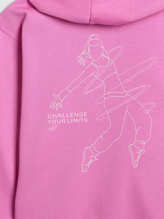 Dziewczęca bluza rozpinana z kapturem 4F 4FJWAW25TSWSF1941 - różowa