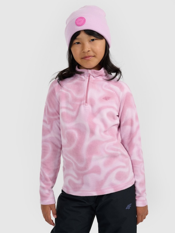 Dziewczęca bluza termiczna polarowa 4F 4FJRAW25UFLEF071 - różowa