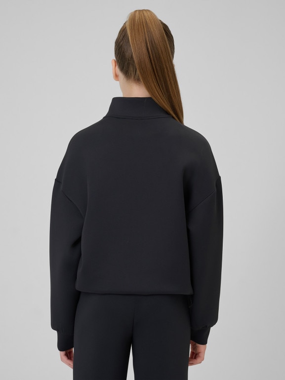 Dziewczęca bluza treningowa bez kaptura 4F 4FJRSS26TFSWF0990 - czarna