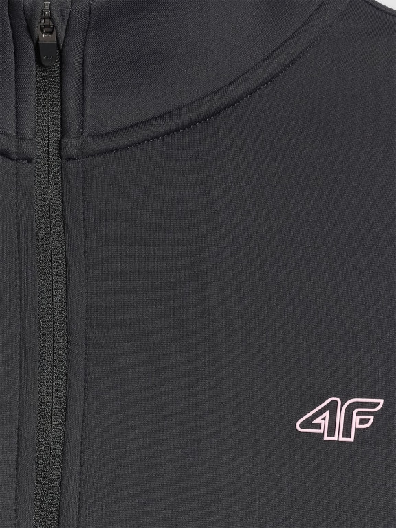 Dziewczęca bluza treningowa bez kaptura 4F 4FJRSS26TFSWF0990 - czarna