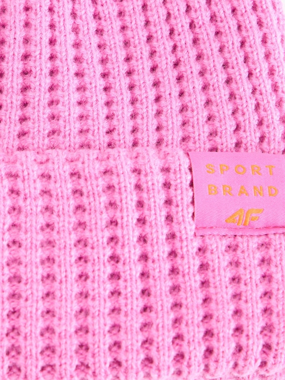 Dziewczęca czapka zimowa 4F 4FJRAW25ACAPF0810 - różowa