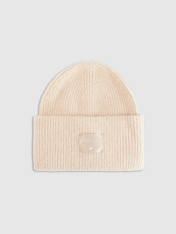 Dziewczęca czapka zimowa 4F 4FJRAW25ACAPF0811 - beżowa