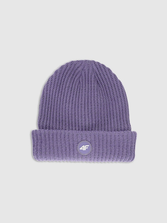Dziewczęca czapka zimowa odblaskowa 4F 4FJRAW25ACAPF0750 - fioletowa