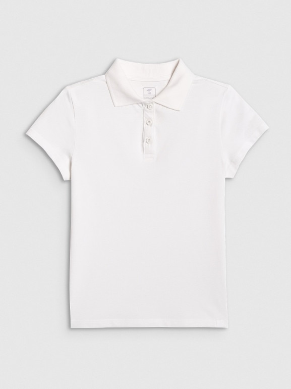Dziewczęca koszulka polo 4F 4FJRAW25TPTSF0740 - biała