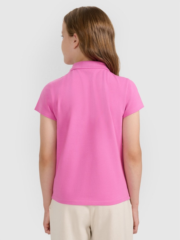 Dziewczęca koszulka polo 4F 4FJRAW25TPTSF0740 - różowa