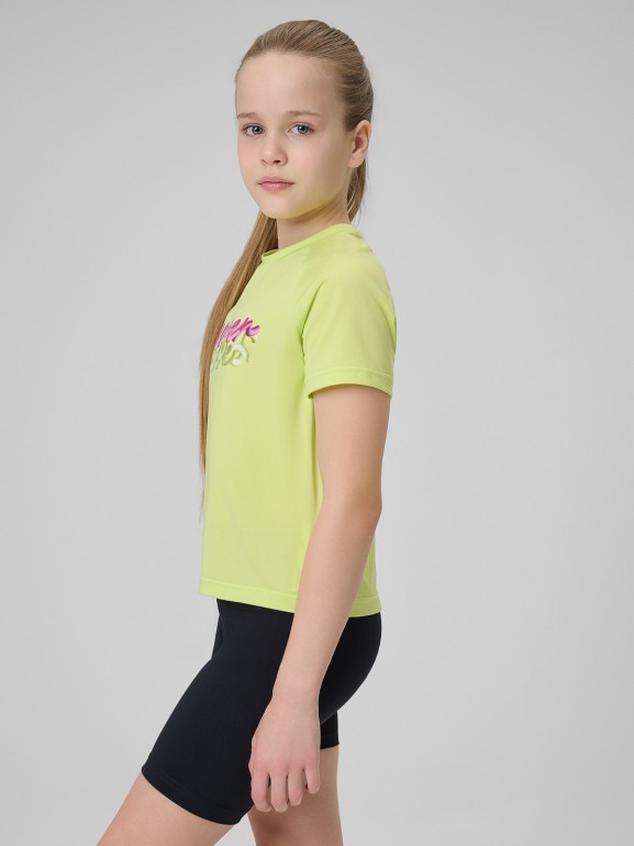 Dziewczęca koszulka treningowa 4F 4FJRSS26TFTSF2386 - zielona