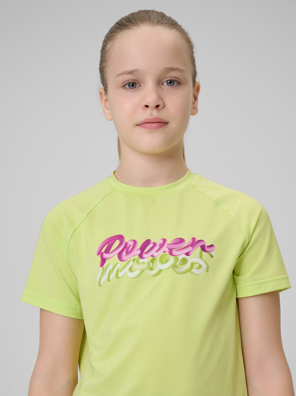 Dziewczęca koszulka treningowa 4F 4FJRSS26TFTSF2386 - zielona