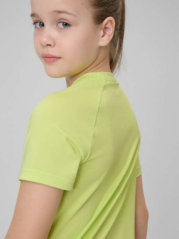 Dziewczęca koszulka treningowa 4F 4FJRSS26TFTSF2386 - zielona