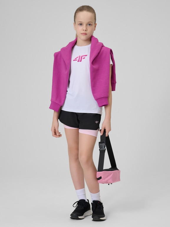 Dziewczęca koszulka treningowa 4F 4FJRSS26TFTSF2388 - biała
