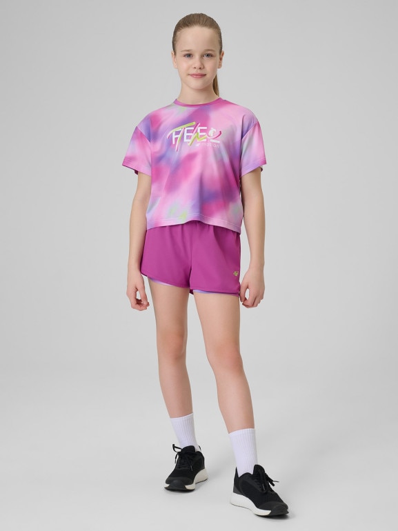 Dziewczęca koszulka treningowa 4F 4FJRSS26TFTSF2394 - multikolor