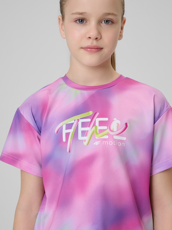 Dziewczęca koszulka treningowa 4F 4FJRSS26TFTSF2394 - multikolor