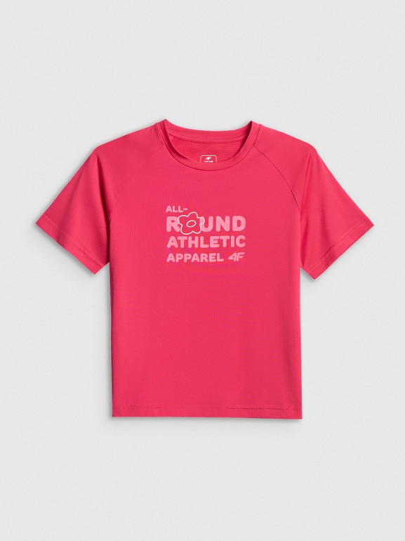Dziewczęca koszulka treningowa 4F 4FJWSS26TFTSF1962 - różowa