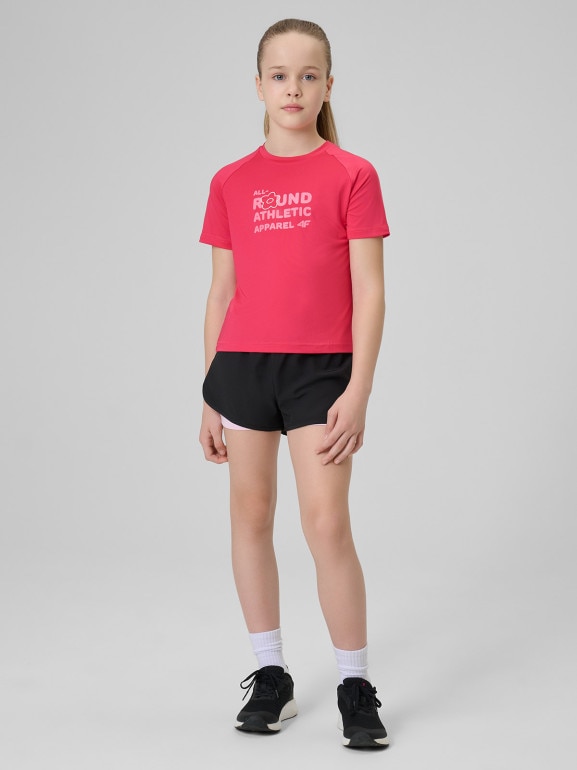 Dziewczęca koszulka treningowa 4F 4FJWSS26TFTSF1962 - różowa