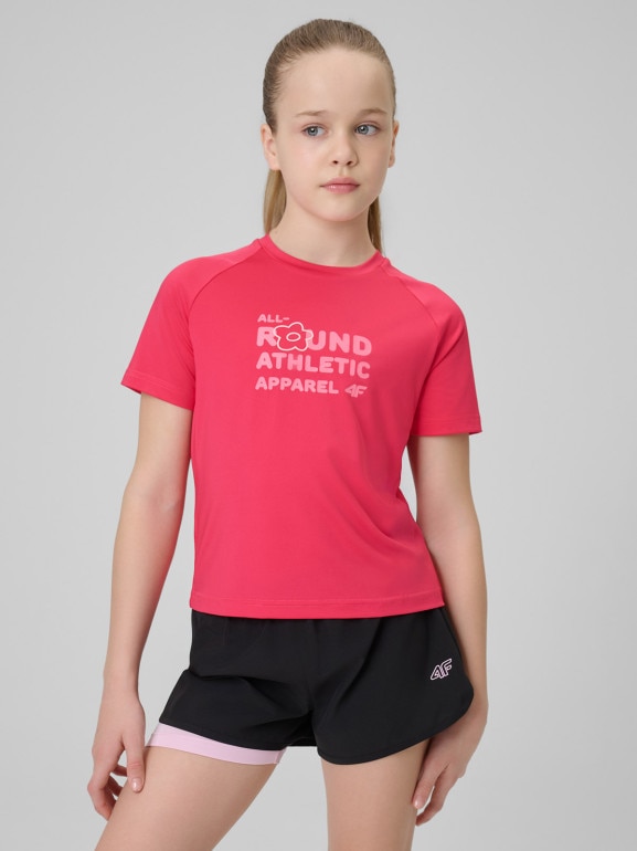 Dziewczęca koszulka treningowa 4F 4FJWSS26TFTSF1962 - różowa