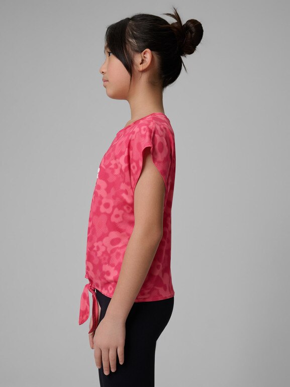 Dziewczęca koszulka treningowa z nadrukiem 4F 4FJWSS26TFTSF1965 - różowa
