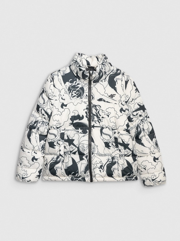 Dziewczęca kurtka pikowana z kapturem 4F 4FJRAW25TDJAF0748 - biała