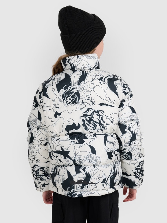 Dziewczęca kurtka pikowana z kapturem 4F 4FJRAW25TDJAF0748 - biała