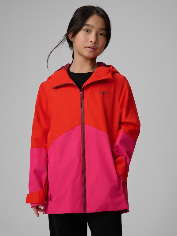 Dziewczęca kurtka przejściowa 4F 4FJWSS26TTJAF0958 - czerwona