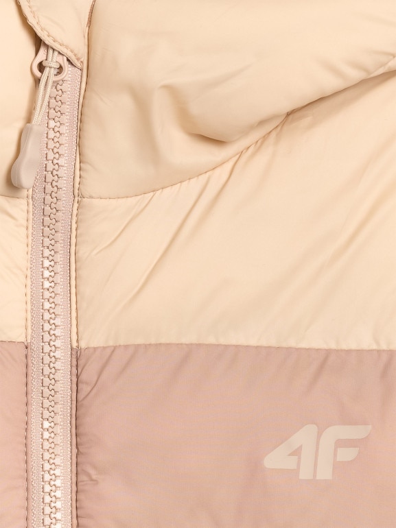 Dziewczęca kurtka puchowa pikowana 4F 4FJRAW25TDJAF0771 - beżowa