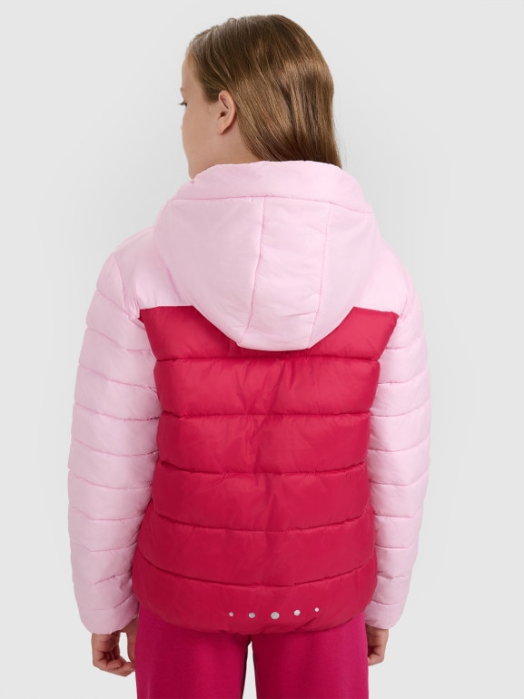 Dziewczęca kurtka puchowa pikowana 4F 4FJRAW25TDJAF0771 - różowa