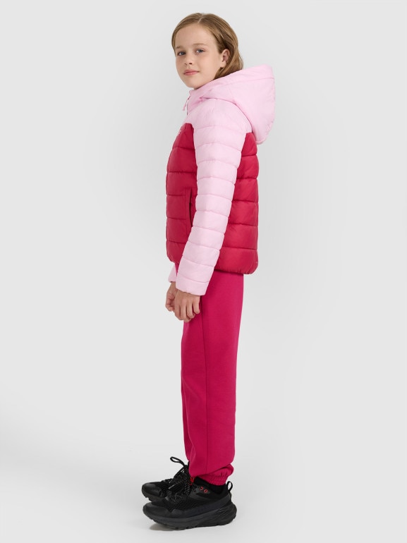 Dziewczęca kurtka puchowa pikowana 4F 4FJRAW25TDJAF0771 - różowa