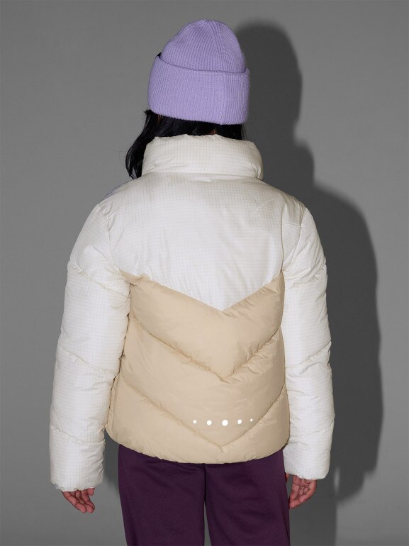 Dziewczęca kurtka puchowa pikowana 4F 4FJRAW25TDJAF0807 - beżowa