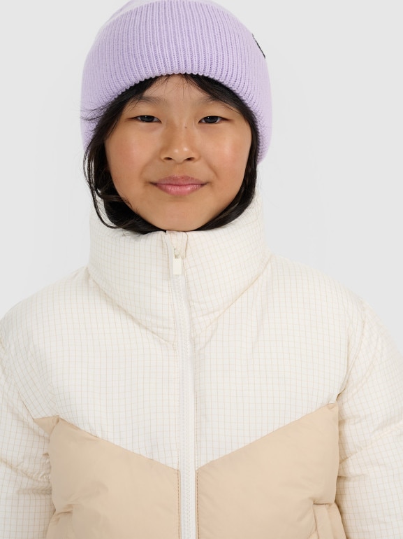 Dziewczęca kurtka puchowa pikowana 4F 4FJRAW25TDJAF0807 - beżowa