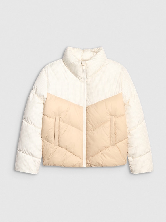 Dziewczęca kurtka puchowa pikowana 4F 4FJRAW25TDJAF0807 - beżowa