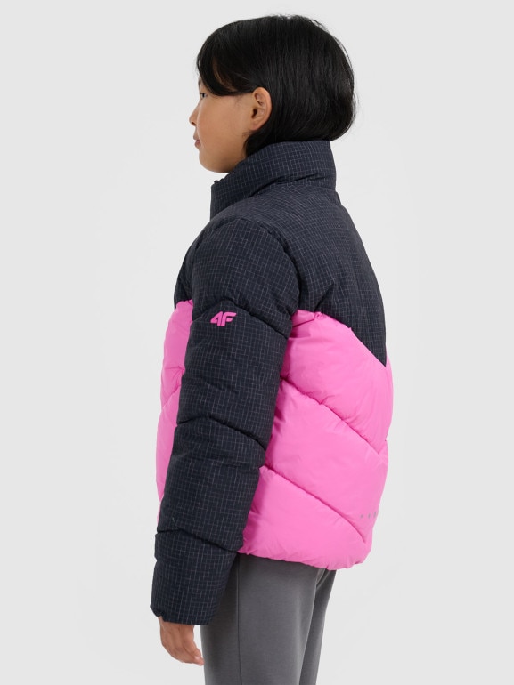 Dziewczęca kurtka puchowa pikowana 4F 4FJRAW25TDJAF0807 - różowa