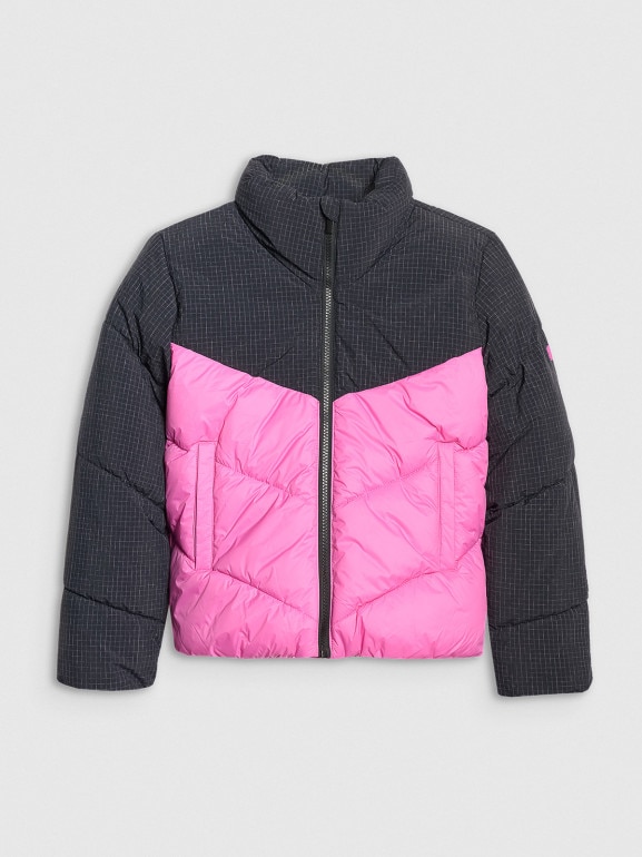 Dziewczęca kurtka puchowa pikowana 4F 4FJRAW25TDJAF0807 - różowa