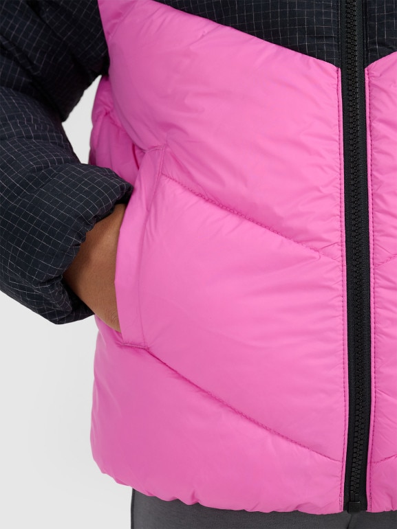 Dziewczęca kurtka puchowa pikowana 4F 4FJRAW25TDJAF0807 - różowa