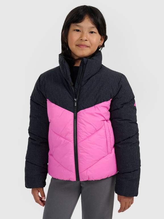 Dziewczęca kurtka puchowa pikowana 4F 4FJRAW25TDJAF0807 - różowa