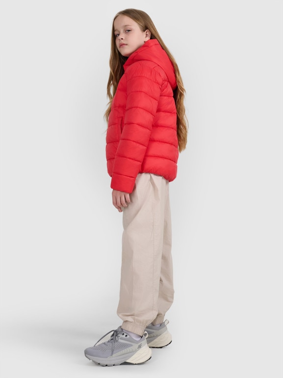 Dziewczęca kurtka puchowa pikowana 4F 4FJRAW25TDJAF0816 - czerwona