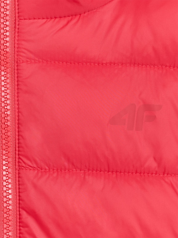 Dziewczęca kurtka puchowa pikowana 4F 4FJRAW25TDJAF0816 - czerwona