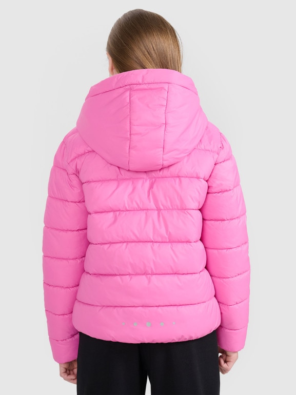 Dziewczęca kurtka puchowa pikowana 4F 4FJRAW25TDJAF0816 - różowa
