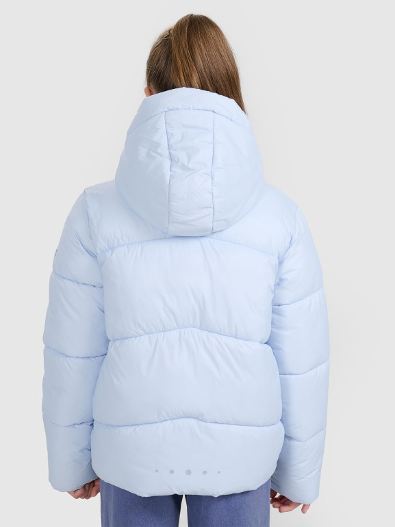 Dziewczęca kurtka puchowa pikowana 4F 4FJRAW25TDJAF0817 - niebieska