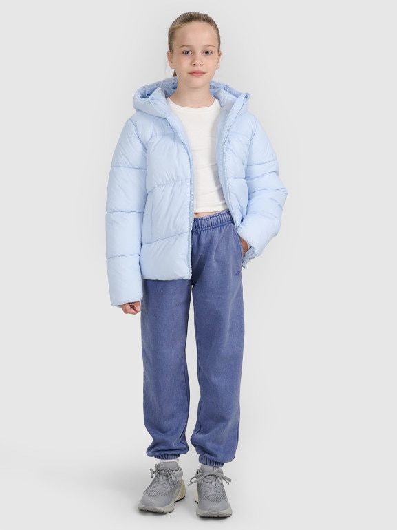 Dziewczęca kurtka puchowa pikowana 4F 4FJRAW25TDJAF0817 - niebieska