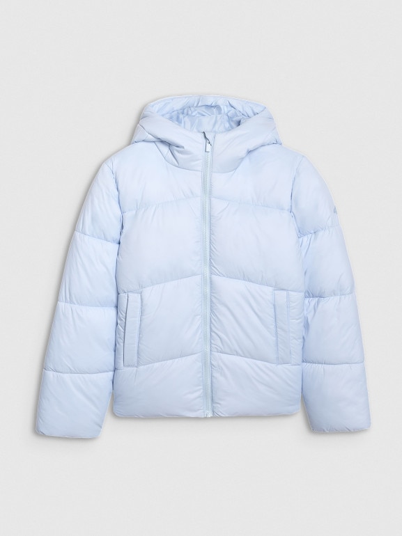 Dziewczęca kurtka puchowa pikowana 4F 4FJRAW25TDJAF0817 - niebieska