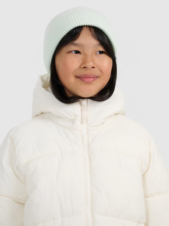 Dziewczęca kurtka puchowa pikowana 4F 4FJRAW25TDJAF0825 - biała