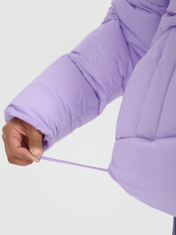 Dziewczęca kurtka puchowa pikowana 4F 4FJRAW25TDJAF0825 - fioletowa