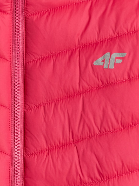 Dziewczęca kurtka puchowa pikowana 4F 4FJRSS26TDJAF0864 - różowa