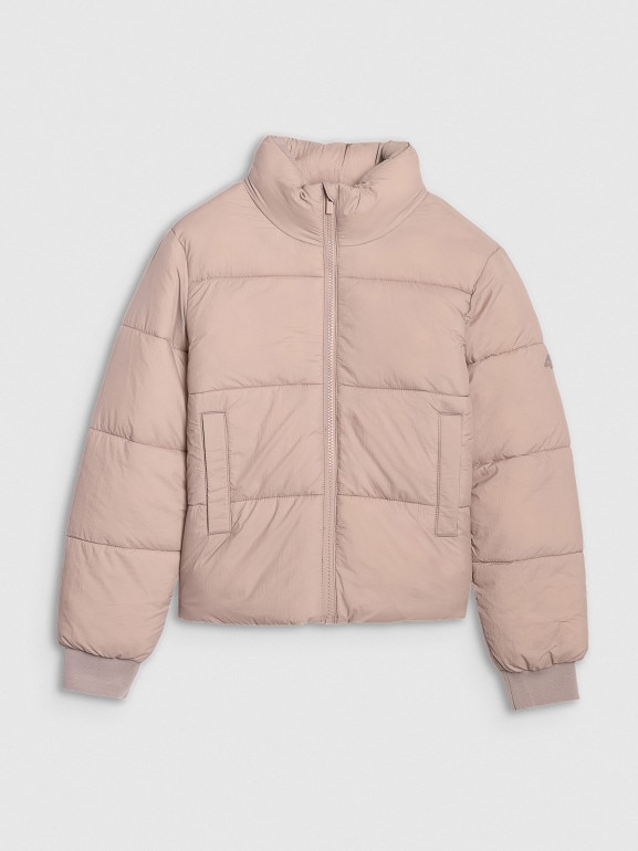 Dziewczęca kurtka puchowa pikowania 4F 4FJRAW25TDJAF0806 - beżowa