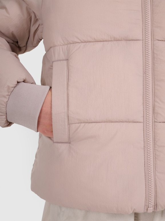 Dziewczęca kurtka puchowa pikowania 4F 4FJRAW25TDJAF0806 - beżowa