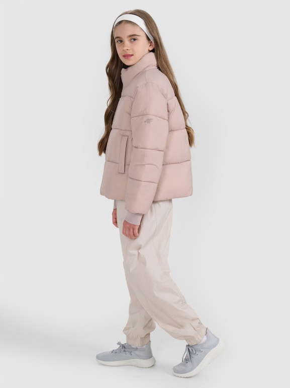 Dziewczęca kurtka puchowa pikowania 4F 4FJRAW25TDJAF0806 - beżowa