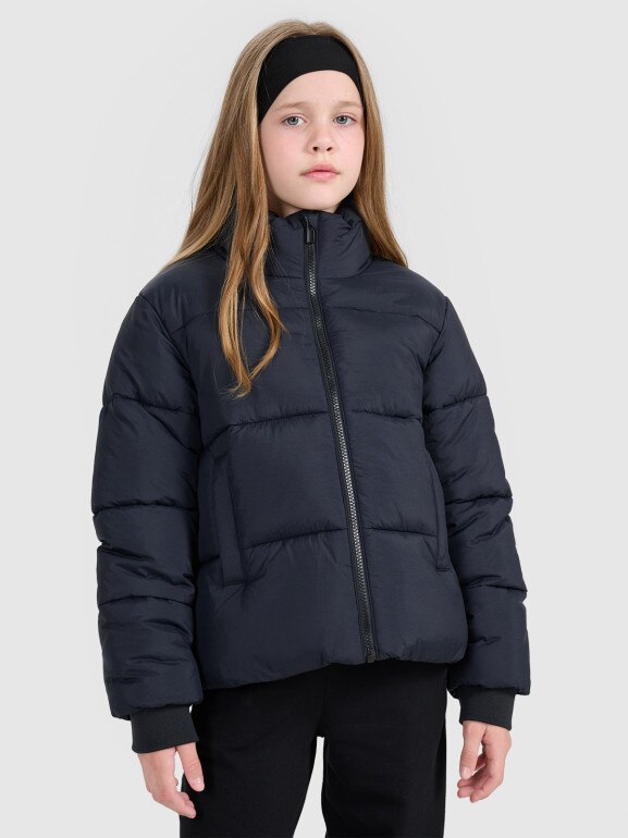 Dziewczęca kurtka puchowa pikowania 4F 4FJRAW25TDJAF0806 - czarna